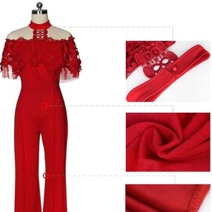 Beautiful Red Stretch High Waisted Jumpsuit